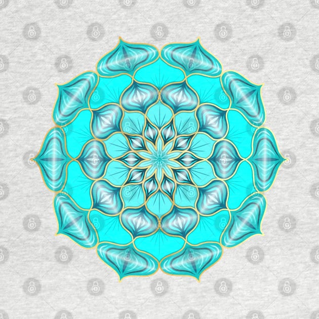 Mandala Shiney Ornaments Blue Gold by Crea Twinkles